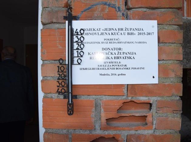Karlovačka županija financirala obnovu kuće Hrvata u BiH