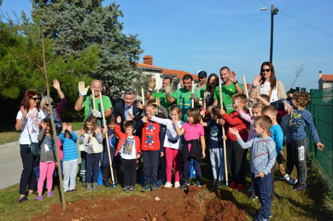 Gradonačelnik i vrtićanci zasadili 14 stabala pokraj tvrđave i dječjeg igrališta na Monvidalu