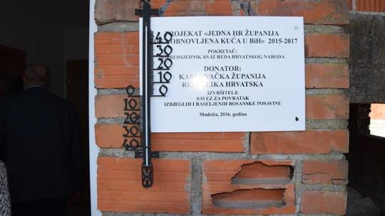 Karlovačka županija financirala obnovu kuće Hrvata u BiH
