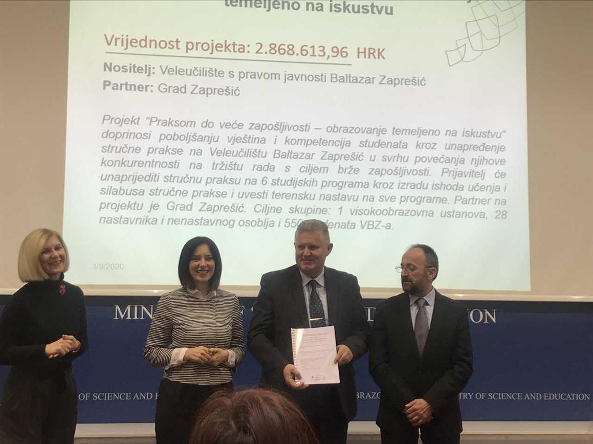 Veleučilištu Baltazar odobreno tri milijuna kuna za obrazovanje koje se temelji na iskustvu