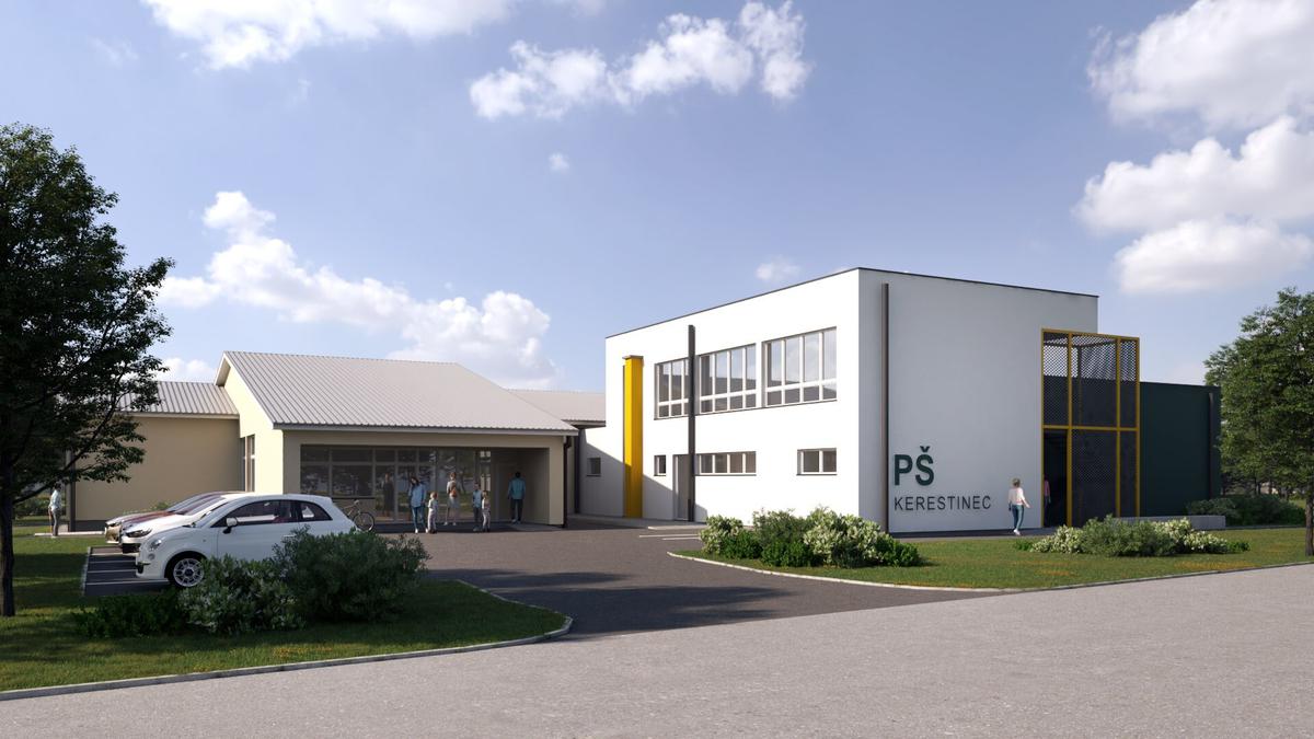 Postojeća građevina PŠ Kerestinec ima ukupnu bruto površinu od 695 m², dok će nakon dogradnje imati 1168 m² na parceli od 3280 četvornih metara
