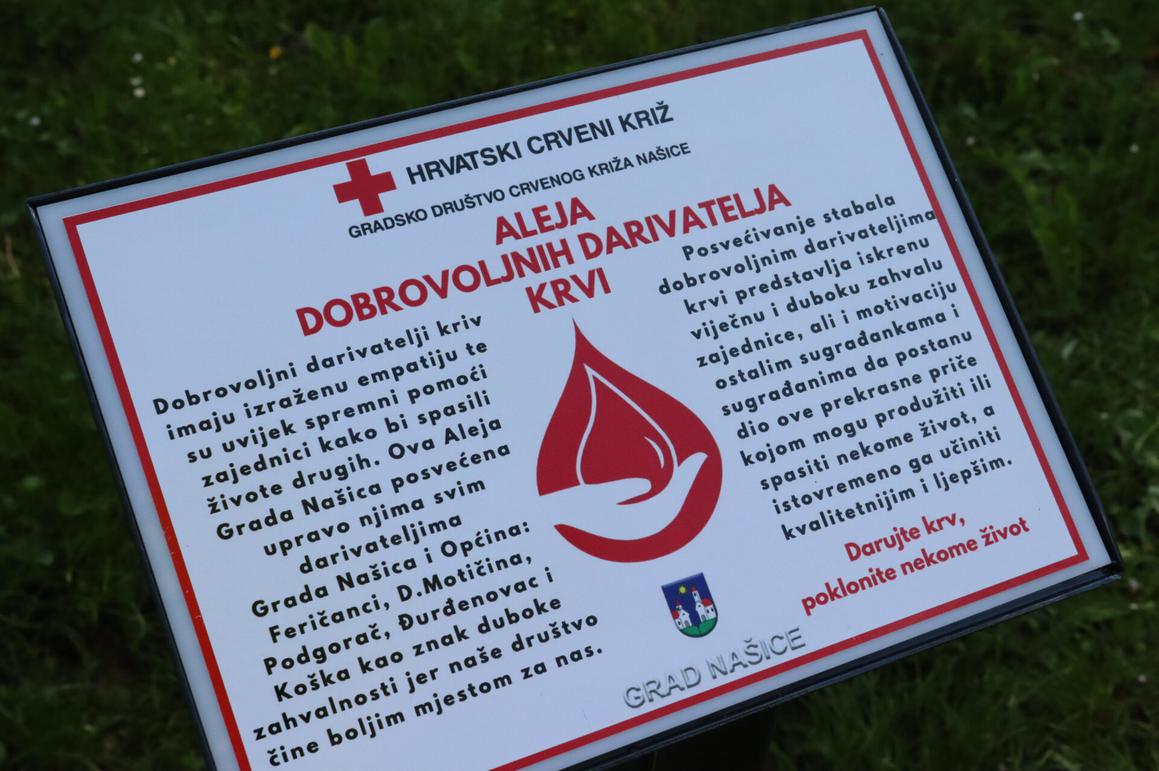 Imenovana Aleja dobrovoljnih darivatelja krvi