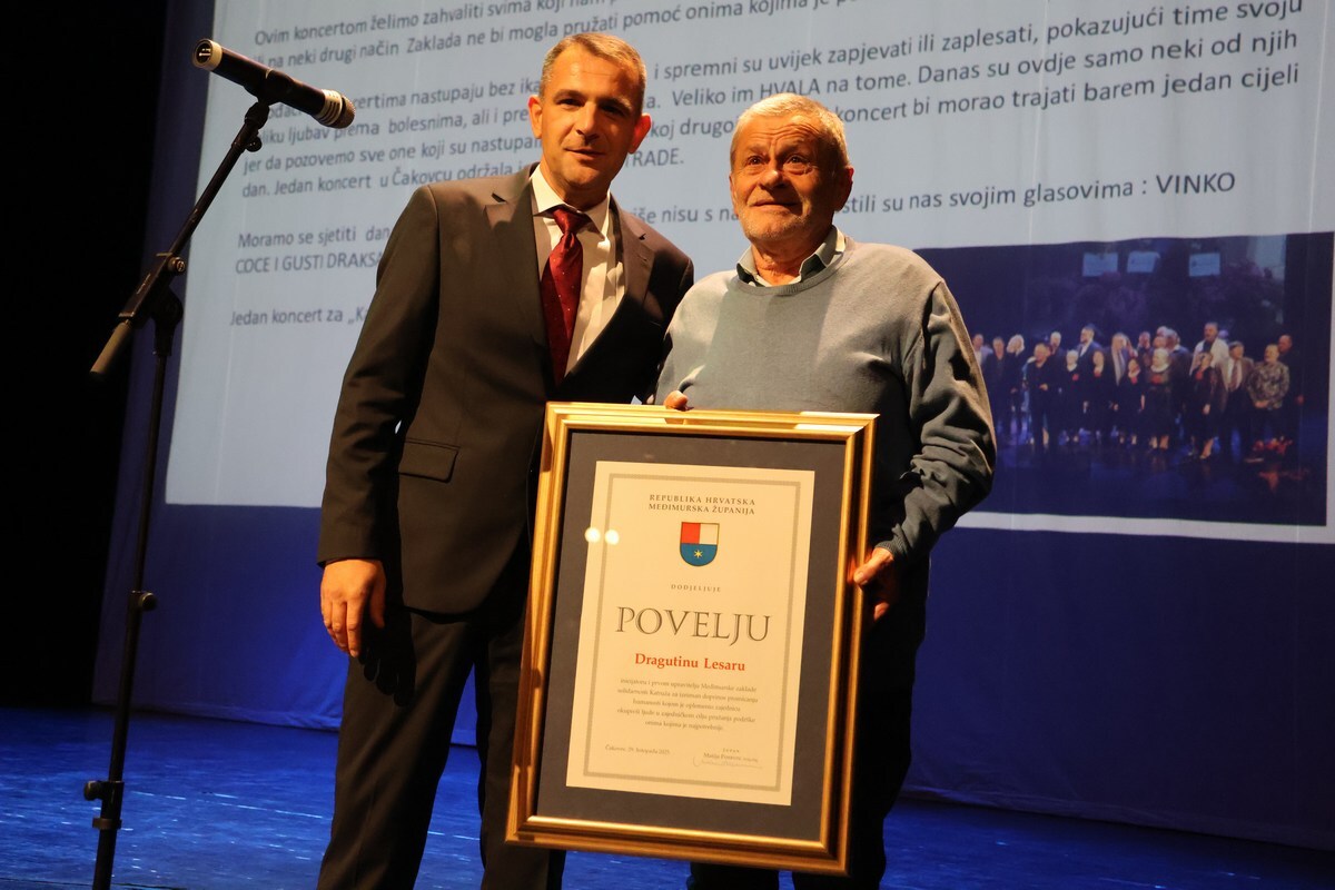 INICIJATORU osnivanja Zaklade i njezinom prvom upravitelju Dragutinu Lesaru dodijeljena je Povelja Međimurske županije za izniman doprinos promicanju humanosti kojom je oplemenio zajednicu